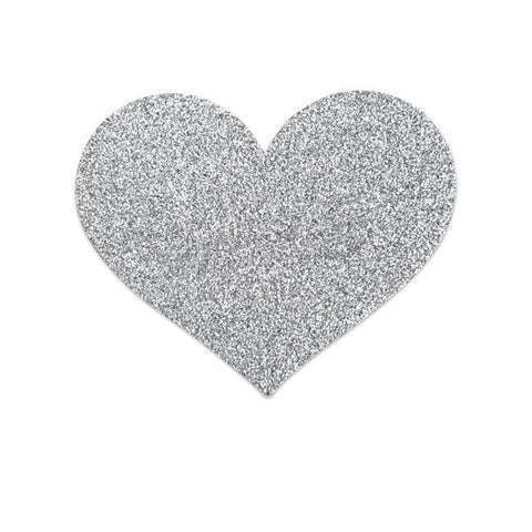 Silver Heart Glittery Metallic Pasties