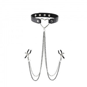 Heart Collar With Nipple Clamps